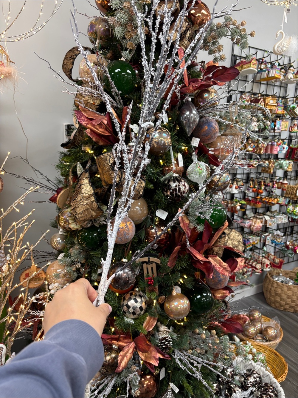 Snowy birch branch 34”h